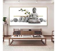 MHLCMG Canvas Painting Orchid White Buddha Statue Pictures Wall Art Modern Poster Art Print Picture Wall Living Room Bedroom Decor No Frame (20 x 40 cm)