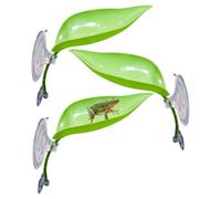 MHLLGN 3 Pack Plastic Leaf Decorations with Suction Cups, Frog Habitat Platform, Reptile Decorations for Terrarium, Tank Terrarium Accessories for African Dwarf, Toad