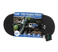 MHMHM Flat Soaker Hose 15FT Heavy Duty Double Layer Design - Save 80% Water for Garden, Lawn, and Flower Bed Drip Irrigation (15FT)
