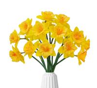 MHMJON 15pcs Artificial Yellow Daffodils Silk Flowers with Stems, 15.74" H, Classic Style, Perfect for Home Decor, Kitchen, Living Room, Spring, Wedding, Party