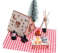 MHMondawn Tent Set Gnome Set Christmas Complete Set, Magic Tent Glow in the Dark, Christmas Decoration Gnome Set Decorative Wooden Miniature DIY Tent, Gift for Children