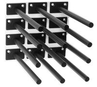 MHMYDZ 12 Pcs 8 Black Solid Steel Floating Shelf Bracket Blind Shelf Supports - Hidden Brackets for Floating Wood Shelves - Concealed Blind Shelf Support - Screws and Wall Plugs Included