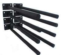 MHMYDZ 8 Pcs. 10 Black Solid Steel Floating Shelf Brackets, Blind Shelf Brackets - Hidden Brackets for Floating Wooden Shelves - Concealed Blind Shelf Bracket - Screws