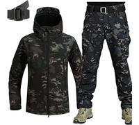MHNFGDSE Men Tactical Uniforms Military Waterproof Army Combat Suit Sets Camouflage Softshell Jacket Pants Hunt Clothes BDU Hunting Military Uniform Shooting Militar Clothes Suit,C,L