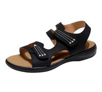 MHNFGDSE Womens Orthopedic Sandal Comfort Wedge Sandals for Women Orthotic Open Toe Ladies Sandals Summer Anti-Slip Platform Beach Shoes Cushion Walk Leather Sandals with Arch Support,A,38EU
