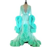 MHNFGDSE Women's Sexy Lingerie Tulle Nightgown Bathrobe Flared Sleeves Nightwear Feather Robe Party Nightwear Kimono Sexy Illusion Christmas Lingerie, E, One Size