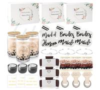 Mhoel 30Pcs Proposal Box Gifts Set of 3 Pack Maid of Honor Proposal Gifts Set Claw Hair Clip Bridesmaid Socks Candle Satin Scrunchies Knot Bracelet Bridal Shower Gift, Black