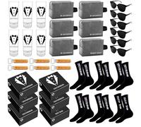 Mhoel 36Pcs Groomsmens Gifts Set, 6pcs Each: Shot Glasses, Black Socks, Oxford Bags, Sunglasses, Bottle Openers, Proposal Boxes - Wedding Bachelor Party for Groomsmens