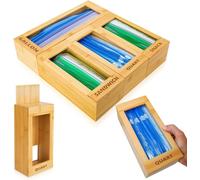 mHomeAid Bag Storage Organizer - Bamboo Food Plastic Baggie Holder, Dispenser, and Container for Kitchen Drawer - Fits Ziplock and Ziploc Gallon, Quart, Sandwich & Snack Sized Slider Bags (Bamboo)