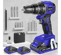 MHPRO Cordless Drill, Power Drill Brushless 21V, Cordless HammerDrill with 2 Batteries 2000mAh, 20+3 Torque, 45N.m Max DrillSet, LED Light, 2 Speed, 14PCS Accessories for Home and Garden DIY Project