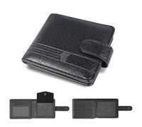 Mhrss Wallet for men Slim RFID Leather 2 ID Window, mens wallets leather, billeteras de hombres, Anti-Theft Band(A-Black)