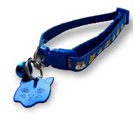 MHS Cat ID Tag, Cat Collar with Bell, Cat Tags for Pets Engraved, ID Tag, Personalised Cat Name Tags, Customised Cat ID Tags (Navy Blue Tag + Navy Blue Collar)