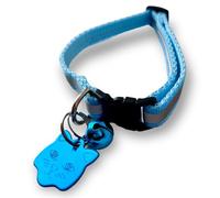 MHS Cat ID Tag, Reflective Cat Collar with Bell, Cat Tags for Pets Engraved, ID Tag, Personalised Cat Name Tags, Customised Cat ID Tags, (Blue Tag + Blue Collar)