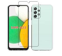 MHtech Case Compatible with Samsung Galaxy A23 5G, Full Body Front and Back 360 Protection Clear Gel Cover with Tempered Glass Screen Protector