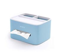 MHTECH Tissue Box, PVC Tissue Box, Multifunction Box, Pen Holder, Remote Control Holder, Tissue Holder, Storage Box, Cosmetic Tissue Box (pink) (blue)