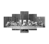 MHTGD Abstract Canvas Wall Art Decor 5 Piece Canvas Prints Wall Art 5 Panels Jesus Christ The Last Supper Black White Canvas Posters Frame Wall Decor Pictures for living room wall decoration