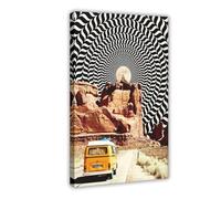 MHTHFD A Real Road Trip Opart Design Optical Illusion Canvas Poster Bedroom Decor Landscape Office Room Decor Gift 16x24inch(40x60cm)