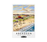 MHTHFD Aberdeen Scottish Railways Vintage Illustration Canvas Poster Wall Art Decor Print Picture Paintings for Living Room Bedroom Decoration 16x24inch(40x60cm)