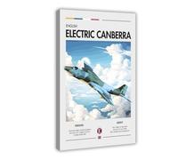MHTHFD English Electric Canberra Print - British Aviation Art Canvas Poster Bedroom Decor Landscape Office Room Decor Gift 24x36inch(60x90cm)