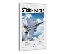 MHTHFD F-15E Strike Eagle Print - Aviation Art Canvas Poster Wall Art Decor Print Picture Paintings for Living Room Bedroom Decoration 12x18inch(30x45cm)