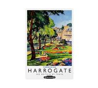 MHTHFD Harrogate British Railways Vintage Travel Canvas Poster Bedroom Decor Landscape Office Room Decor Gift 12x18inch(30x45cm)