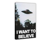 MHTHFD I Want to Believe Vintage UFO Print Canvas Poster Wall Art Decor Print Picture Paintings for Living Room Bedroom Decoration 20x30inch(50x75cm)