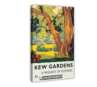 MHTHFD Kew Gardens London Underground Vintage Illustration Canvas Poster Bedroom Decor Landscape Office Room Decor Gift 24x36inch(60x90cm)