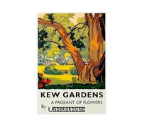 MHTHFD Kew Gardens London Underground Vintage Illustration Canvas Poster Bedroom Decor Landscape Office Room Decor Gift 16x24inch(40x60cm)