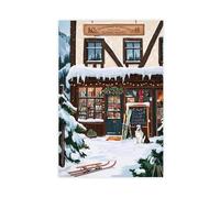 MHTHFD Ski Lodge Poster, Alpine Chalet Wall Art Canvas Poster Bedroom Decor Landscape Office Room Decor Gift 12x18inch(30x45cm)