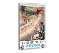 MHTHFD Teignmouth, Devon British Railways Canvas Poster Bedroom Decor Landscape Office Room Decor Gift 12x18inch(30x45cm)