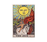 MHTHFD Vintage Tarot Card Print, The Sun Illustration, Spiritual Canvas Poster Wall Art Decor Print Picture Paintings for Living Room Bedroom Decoration 12x18inch(30x45cm)