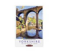 MHTHFD Yorkshire Bridge British Railways Vintage Travel Canvas Poster Bedroom Decor Landscape Office Room Decor Gift 16x24inch(40x60cm)