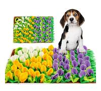 MHTTEC Snuffle Mat for Dogs Tulip Sniffing Mats for Puppy 23.62" x 15.75" Nosework Feeding Mat Polar Fleece Interactive Dog Slow Feeder for Smell Training and Slow Eating 1PC