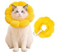 MHwan Cat Collar, Soft Cat Collar Made of Cotton, Adjustable and Comfortable, Leak Protection, Suitable for Post-Operative Recovery of Cats and Small Dogs, Cute Sunflower (L)