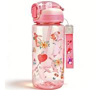 MHwan Children's Drinking Bottle, 600 ml, Sturdy and Unbreakable, Leak-Proof, BPA-Free, Beautiful Portable Straw Bottle for Girls and Boys, Suitable for School Trips