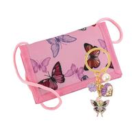 MHwan Children's Neck Pouch, Beautiful Butterfly Wallet with Safety Buckle Against Choking and 7 Independent Storage Compartments, School Enrolment and Birthday Gift for Girls