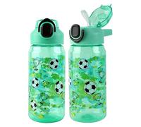 MHwan Kids Water Bottles, 600ml, Leakproof, Sturdy and Drop-Resistant, BPA-Free, One-Touch Opening, Easy to Clean, Water Bottle with Straw, Ideal for Boys and Girls for School and Outdoor (Football)