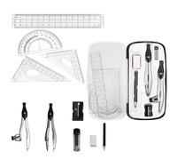 MHwan Maths Set, 10 Pieces Protractor Geometry Sets, Metal Compass Maths with Eraser Ruler, Protractor and Compass Set, Maths Sets for Secondary School, Suitable for School and Home Education (Black)