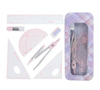 MHwan Maths Set, a Complete Learning Kit, Equipped with a Sturdy and Exquisite Shock-Proof Outer Box, Maths Sets for Secondary School that Is Loved by Children is Durable and Not Easy to Break (Pink)