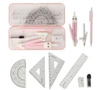 MHwan Maths Sets, 9 Pcs Beautiful Strong and durable Shell, a High-Quality Geometry Sets for Secondary School Loved by Children, Protractor compass Set Suitable for Middle School Mathematic