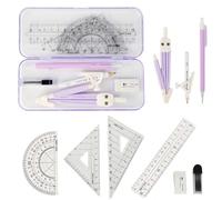MHwan Maths Sets, 9 Pcs Beautiful Strong and durable Shell, a High-Quality Geometry Sets for Secondary School Loved by Children, Protractor compass Set Suitable for Middle School Mathematic