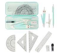 MHwan Maths Sets, 9 Pcs Beautiful Strong and durable Shell, a High-Quality Geometry Sets for Secondary School Loved by Children, Protractor compass Set Suitable for Middle School Mathematic
