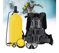MhWrughts Portable Scuba Tank Kit with Yoke Adapter, 3L4L Diving Lung Tank with Backpack Harness, Underwater Breathing Equipment for Rescue Snorkeling Exploration Green3L-A