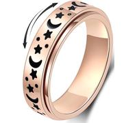 MHWTTY Fidget Spinner Ring Anxiety Ring for Women Fidget Rings for Anxiety Fidget Rings Anxiety Toys Anxiety Relief Ring Toys Fidget Spinner Ring Men Fidget Toys, 8 UK, Gold,Rose,Stainless