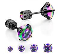 MHWTTY Hypoallergenic Cartilage Earrings for Men, 1 Pairs Titanium Stud for Women Gold Silver Black 20G Post & Screw Back with Cubic Zirconia 3 4 5 6 7 mm Piercing Jewelry, 6mm, Titanium Cubic
