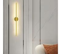 MHXZKHL Long Strip LED Wall Lamp, Modern Nordic Style Linear Wall Light Aluminum Wall Sconce for Stairs, Bedroom, Living Room Background Decoration,Gold+3 Colour Light-60CM 11W