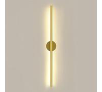 MHXZKHL Long Strip LED Wall Lamp, Modern Nordic Style Linear Wall Light Aluminum Wall Sconce for Stairs, Bedroom, Living Room Background Decoration (Gold+Stepless Dimming, 100CM 17W)