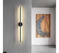 MHXZKHL Long Strip LED Wall Lamp, Modern Nordic Style Linear Wall Light Aluminum Wall Sconce For Stairs, Bedroom, Living Room Background Decoration,Black+3 Colour Light-60CM 11W