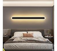 MHXZKHL Modern Long Strip LED Wall Lamp Nordic Style Linear Wall Light Aluminum Indoor Background Wall Sconce For Bedside Hallway Stairs(Size:60CM, 26W,Color:Black, Warm White)