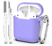 MHYALUDO AirPods Case Cover with Cleaning Kit & Keychain, Compatible with AirPods 2nd Gen 2019 & 1st Gen 2016, Soft Protective Lilac